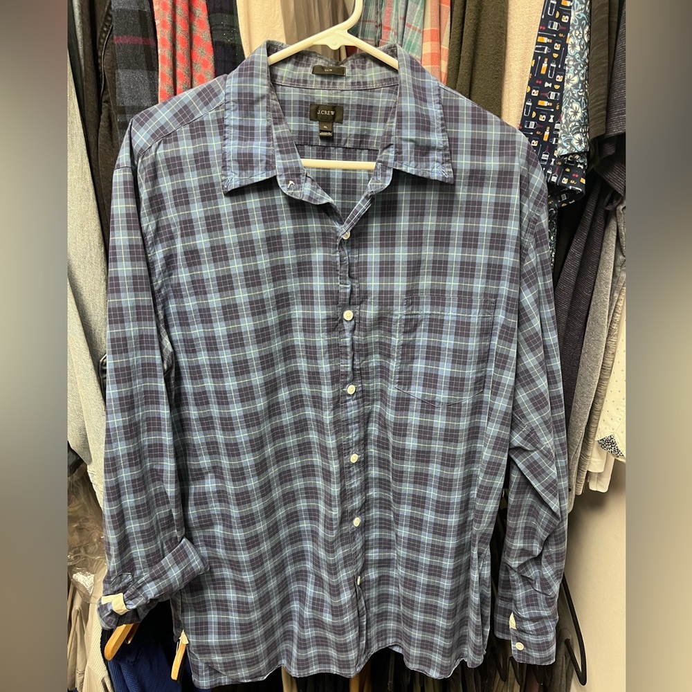 J. Crew Blue Plaid Casual Button Down Shirt